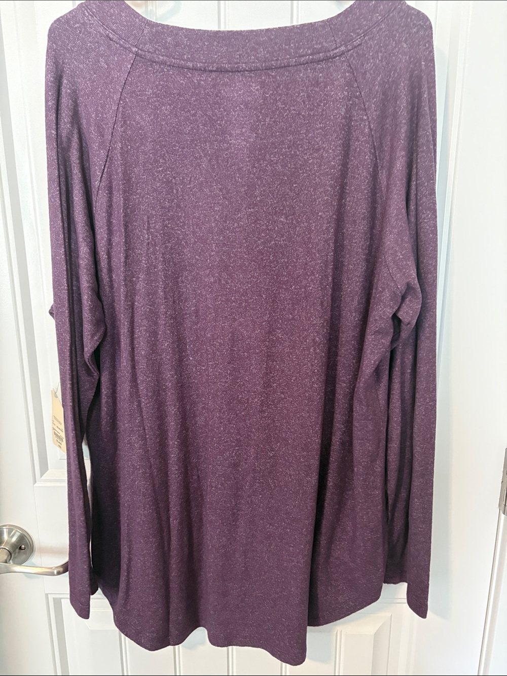 St. John's Bay Plum V-Neck Henley Long Sleeve Top - Picture 6 of 6